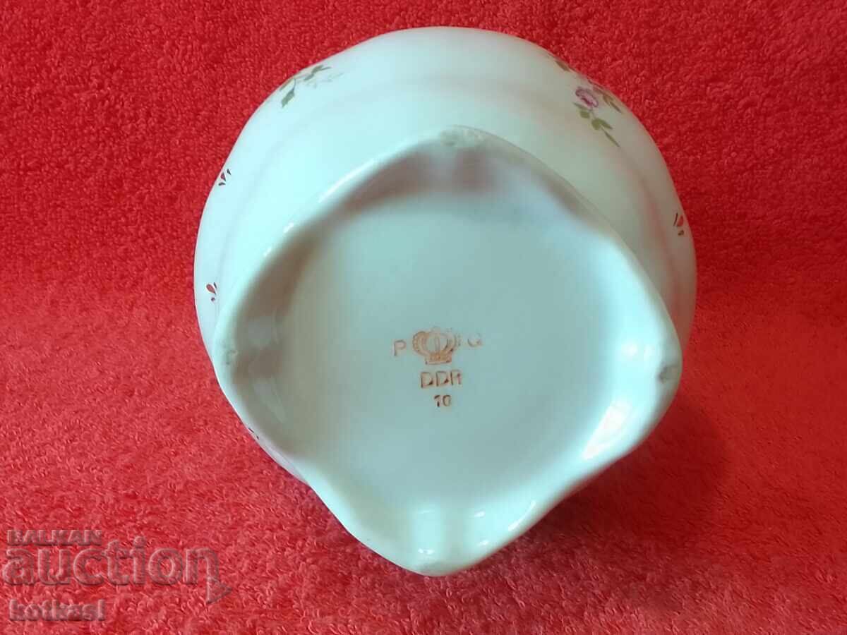 Παλιό πορσελάνινο βάζο Ανατολικής Γερμανίας επιχρυσωμένο λουλούδια Γερμανία Ανατολικής Γερμανίας - 6