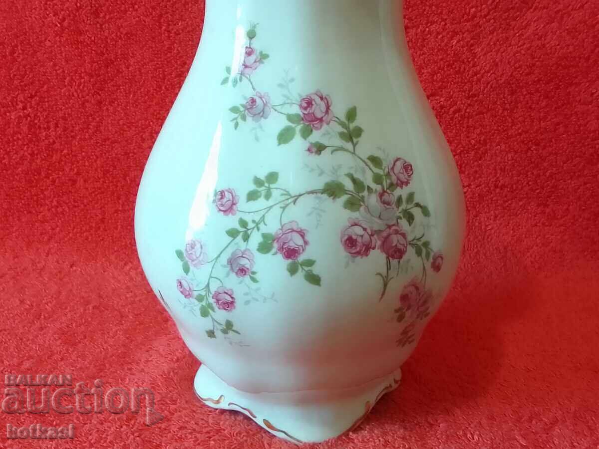 Παλιό πορσελάνινο βάζο Ανατολικής Γερμανίας επιχρυσωμένο λουλούδια Γερμανία Ανατολικής Γερμανίας - 7