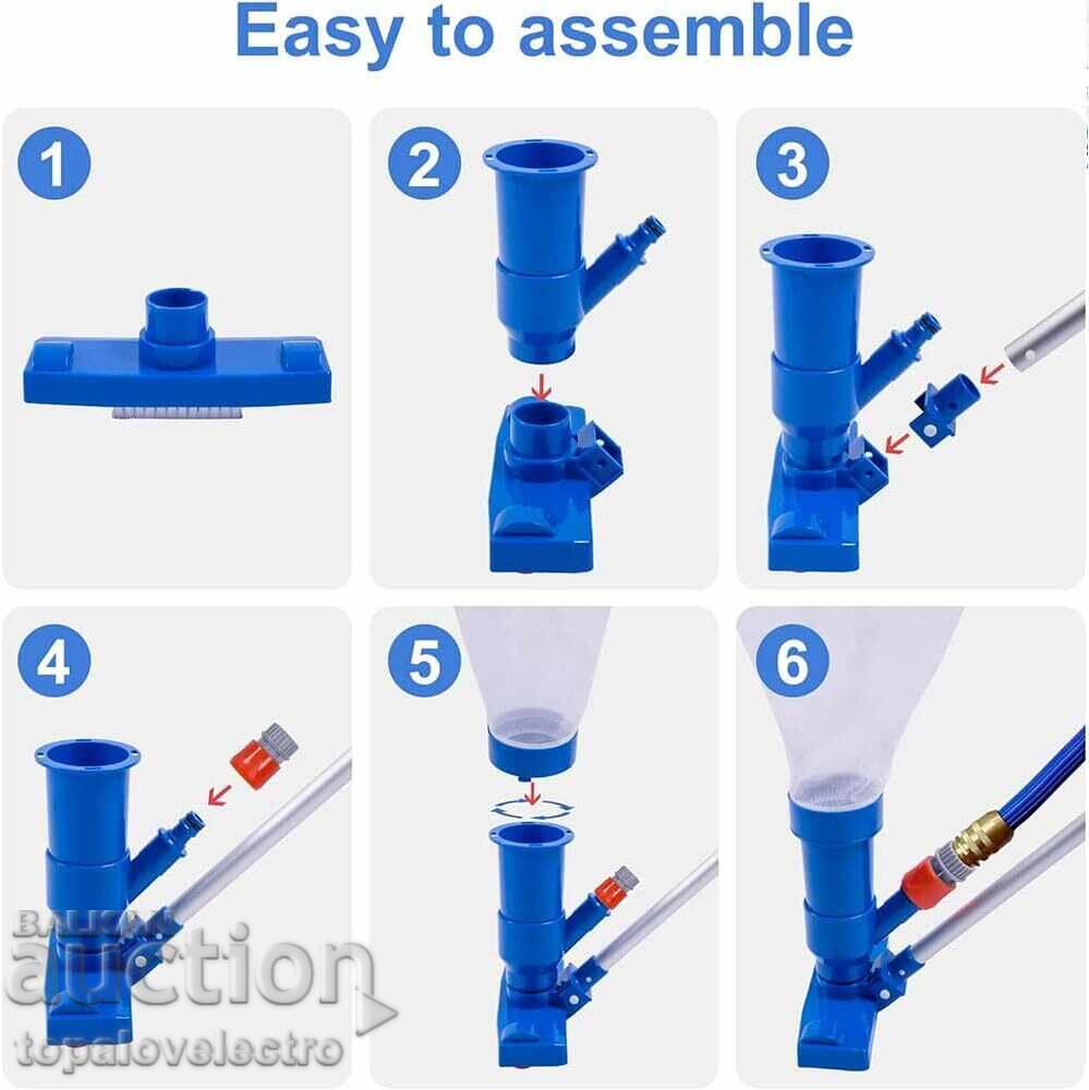 Pool vacuum cleaner, with brush and 5 extendable aluminum poles with price 14.00 BGN | € 7.16 Pool vacuum cleaner, with brush and 5 extendable aluminum poles with price 14.00 BGN | € 7.16