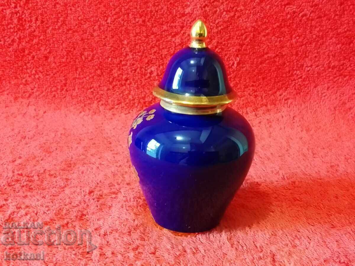 Παράδοση Παλιά πορσελάνινη μικρό βάζο Royal KPM Cobalt Germany χειροποίητο