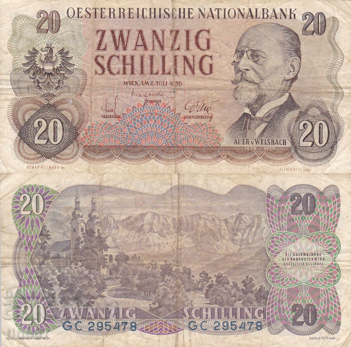 tino37- АВСТРИЯ - 20 ШИЛИНГА  - 1956г