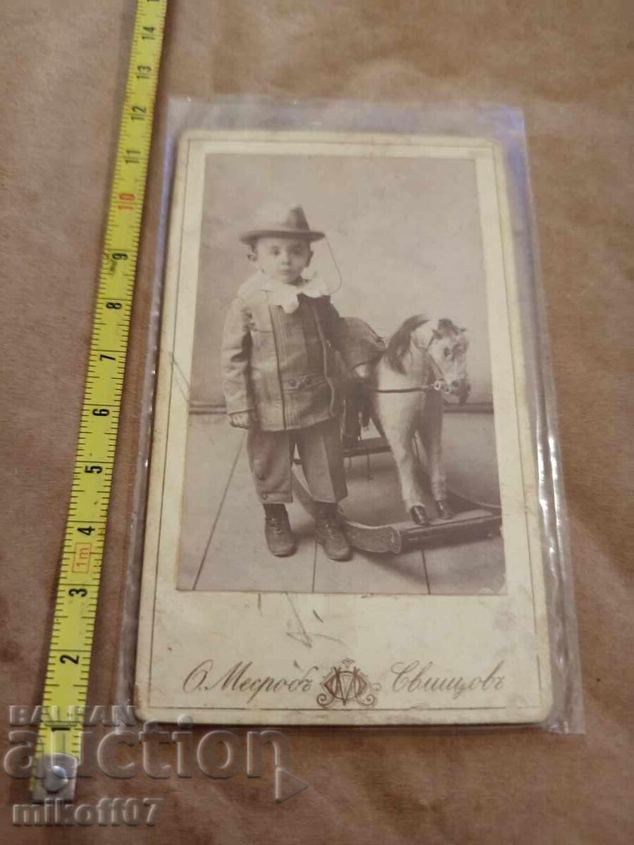 Photograph cardboard photography Honorio Mesrob Svishtov toy horse