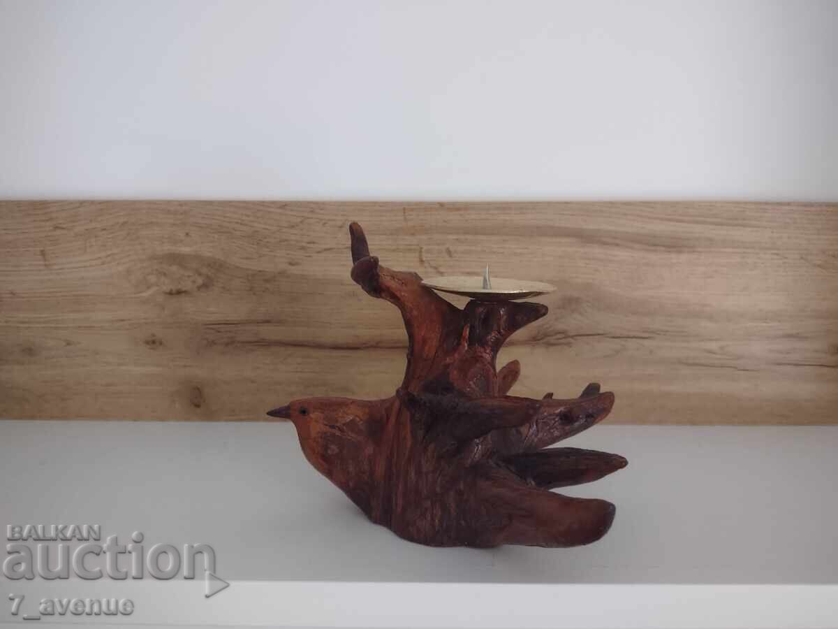 Κηροπήγιο ξύλινο ART - πουλί, χειροποίητο 30.10.25 με τιμή 99.00 BGN | € 50.62