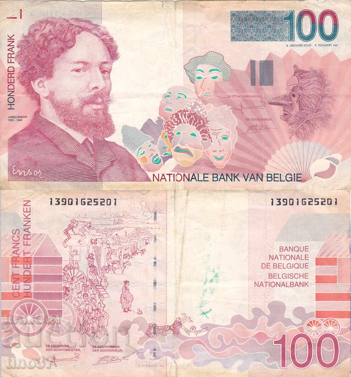 tino37- БЕЛГИЯ - 100 ФРАНКА - 1995/99г