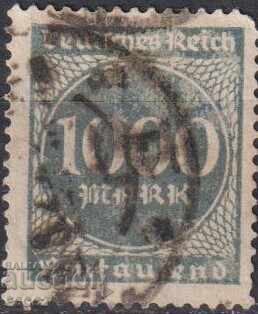 Клеймована марка 1000 марки Редовни 1922 от Германия Райх