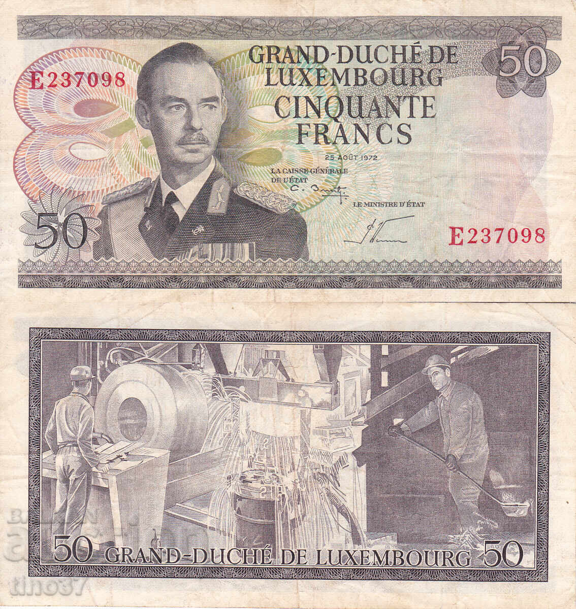 tino37 - LUXEMBOURG - 50 FRANCS - 1972 - VF tino37 - LUXEMBOURG - 50 FRANCS - 1972 - VF