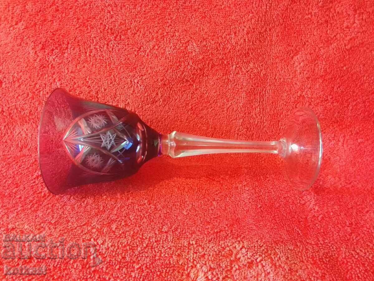 Стара цветна масивна кристална чаша Германия - 6 Стара цветна масивна кристална чаша Германия - 6