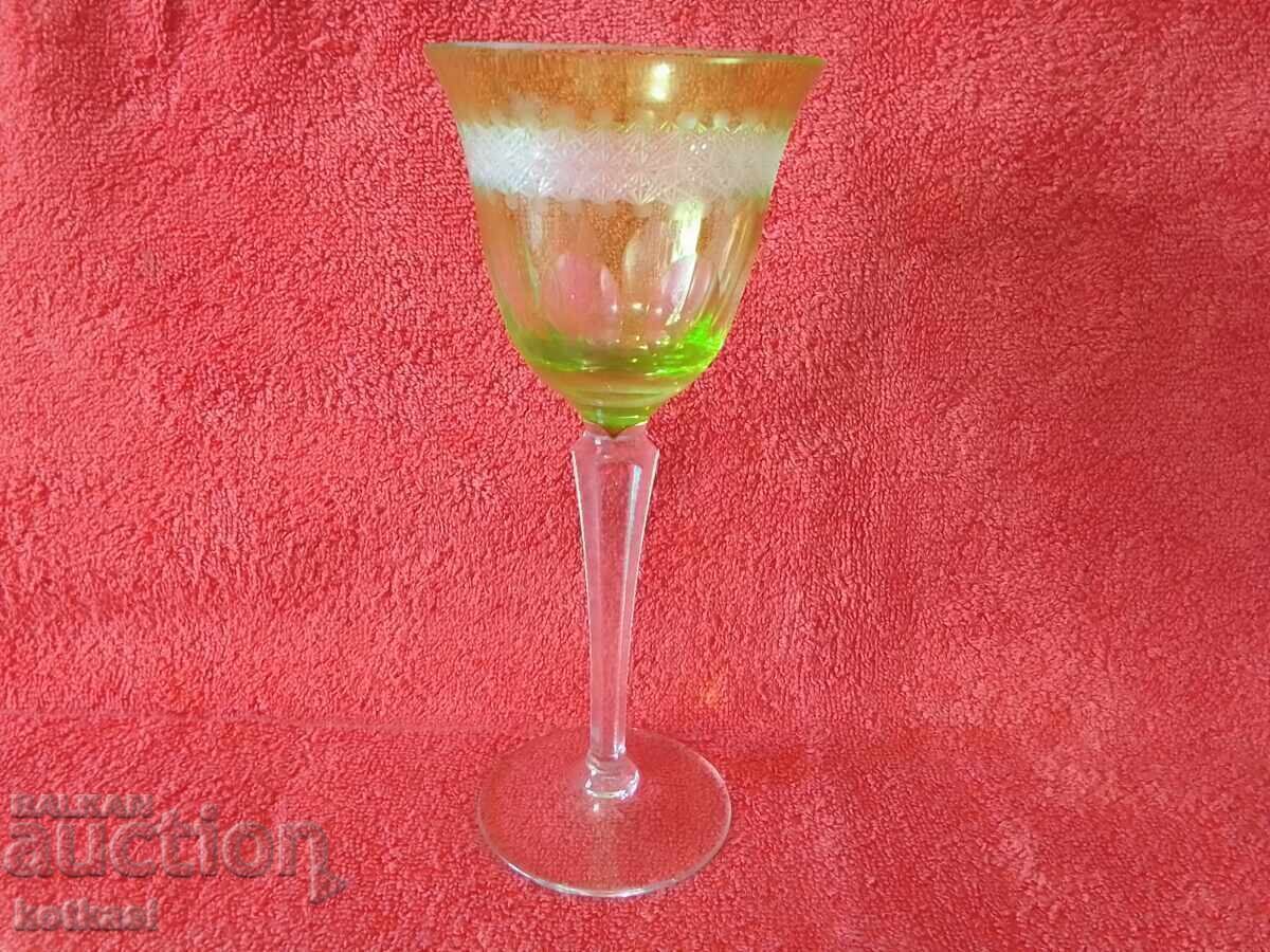 Sticlă de cristal masiv colorată veche Germania Sticlă de cristal masiv colorată veche Germania