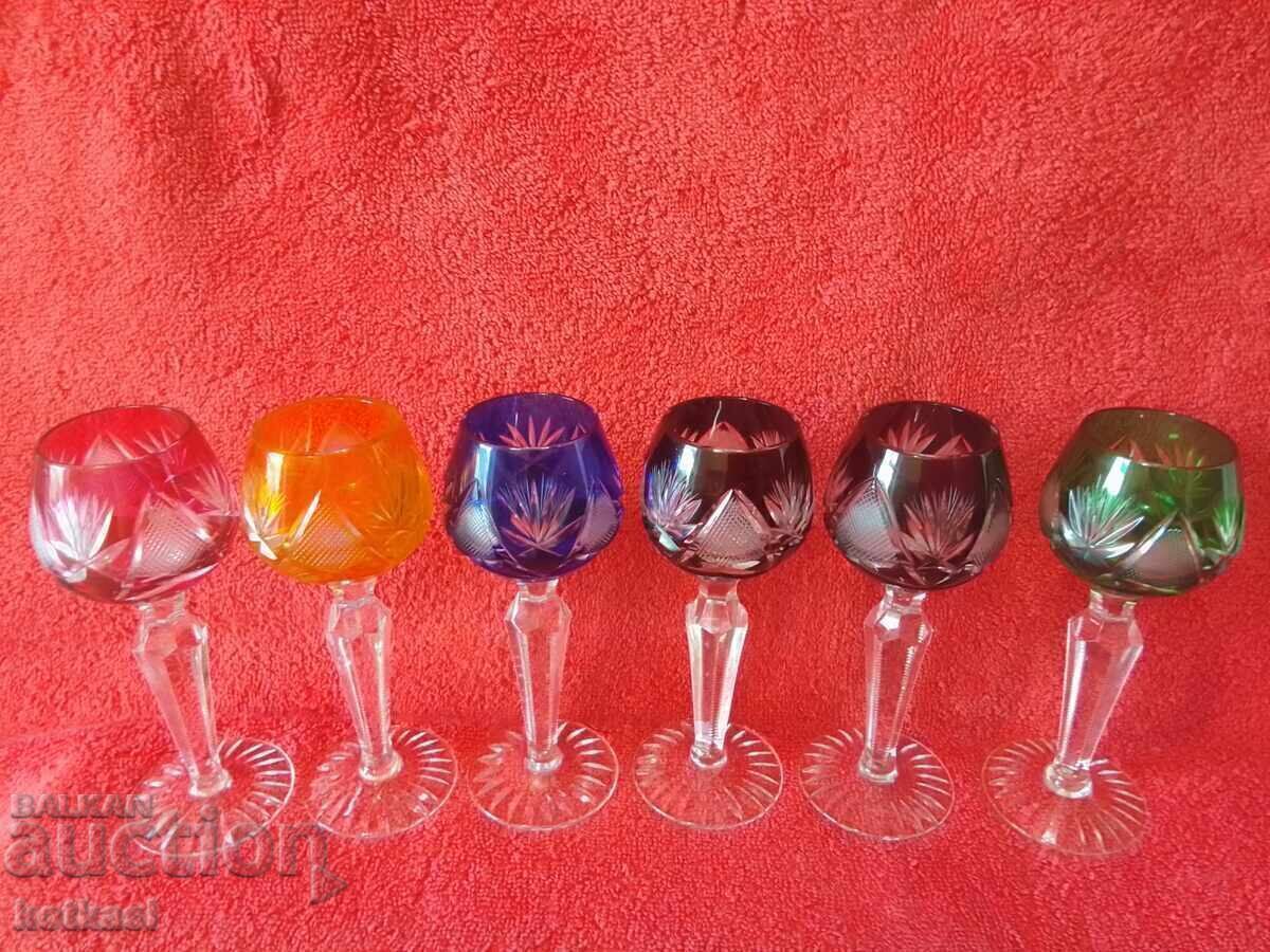 Livrarea 6 bucăți vechi de pahare mici Cristal de plumb Germania lichior