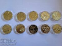 Collection of 5 EUR Slovenia animals, 10 pieces