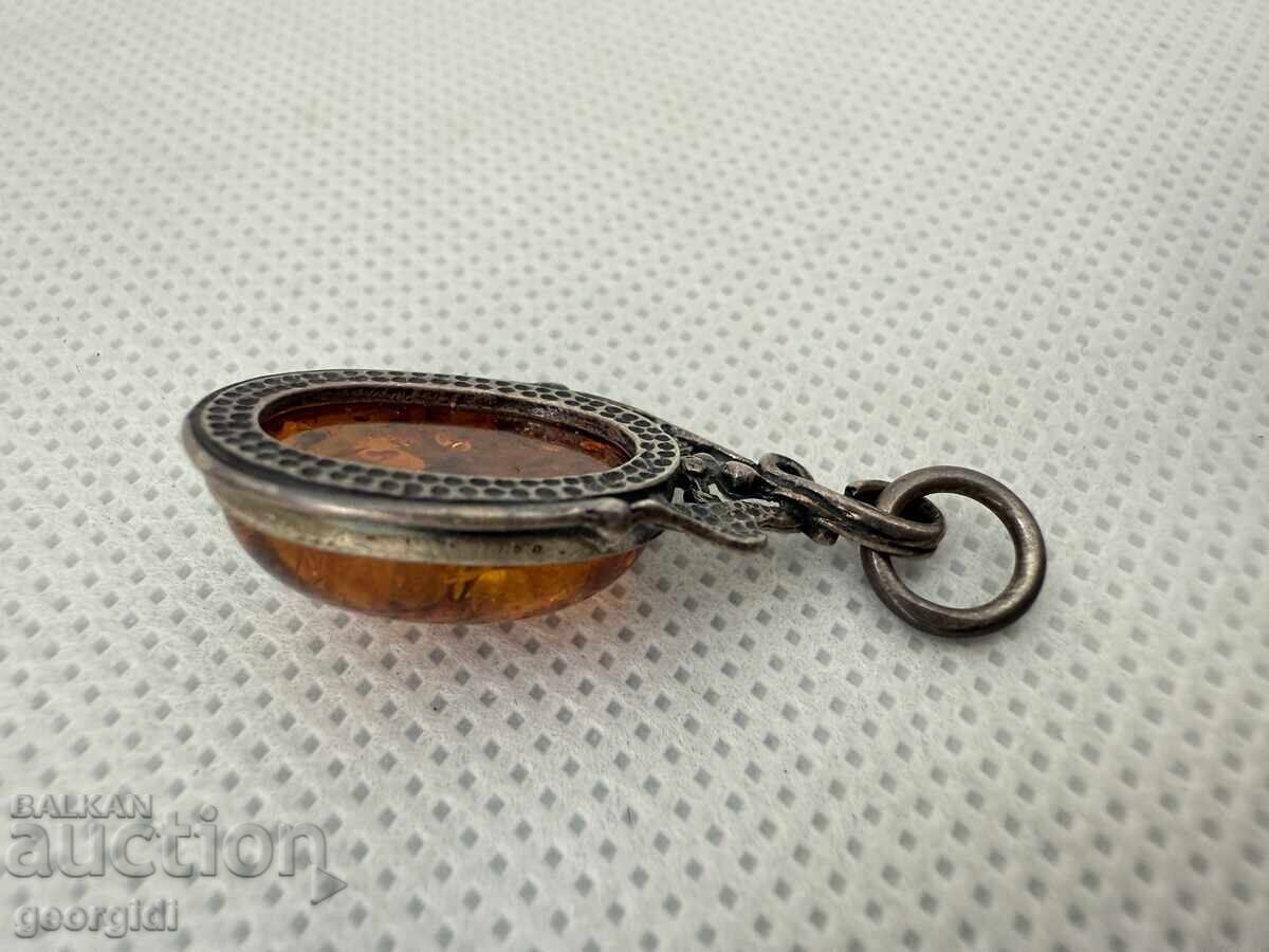 Silver pendant with amber. №7535 - 5 Silver pendant with amber. №7535 - 5