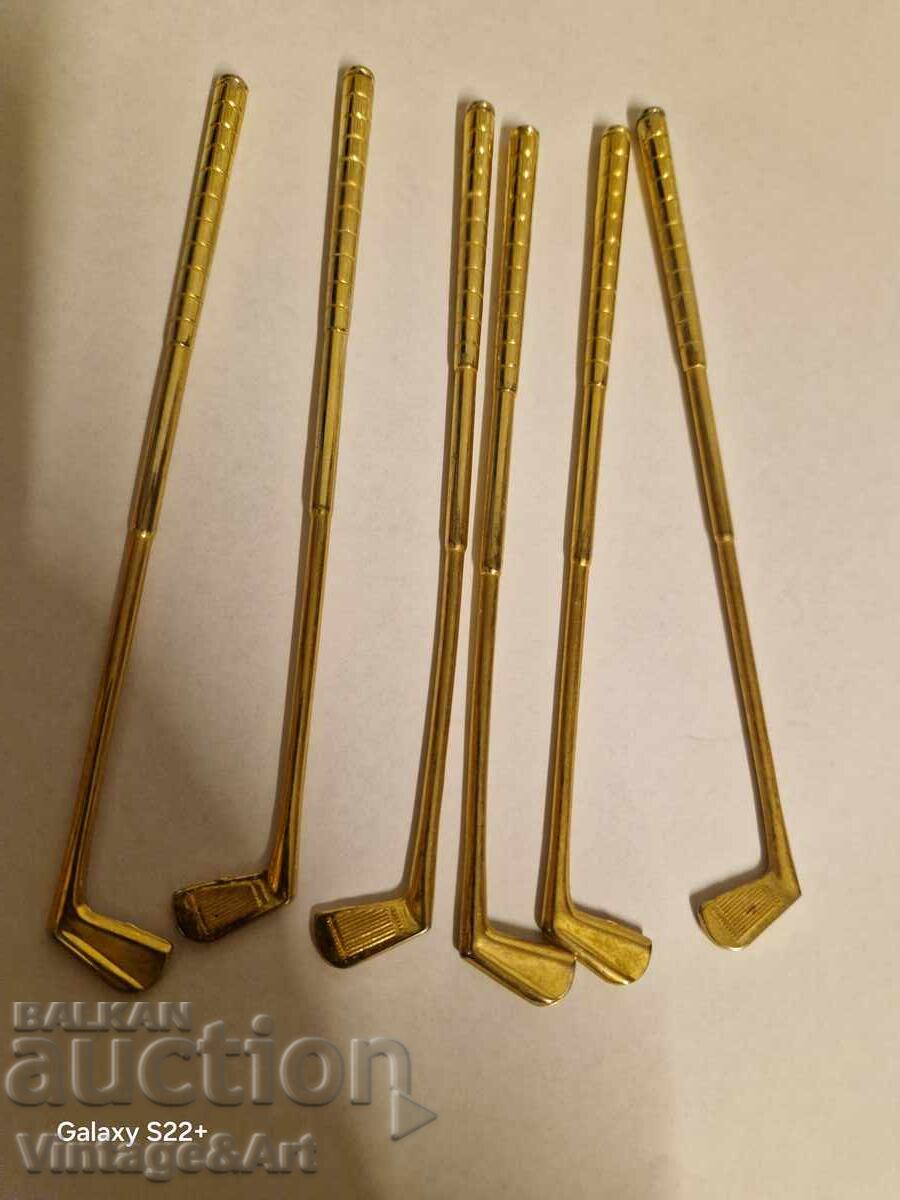 Auction  Gold-plated Bronze Cocktail Stirrers 6pcs