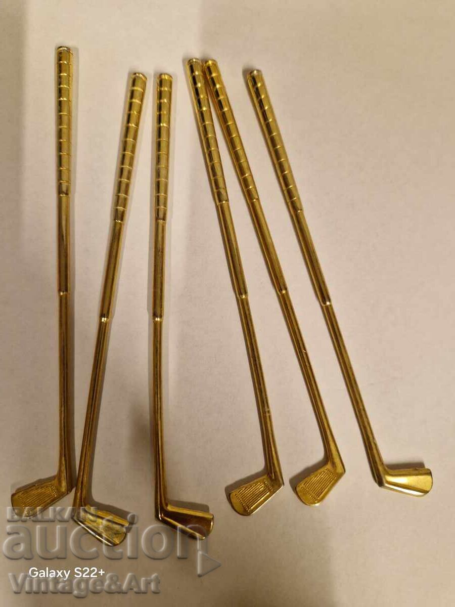 Delivery of Gold-plated Bronze Cocktail Stirrers 6pcs