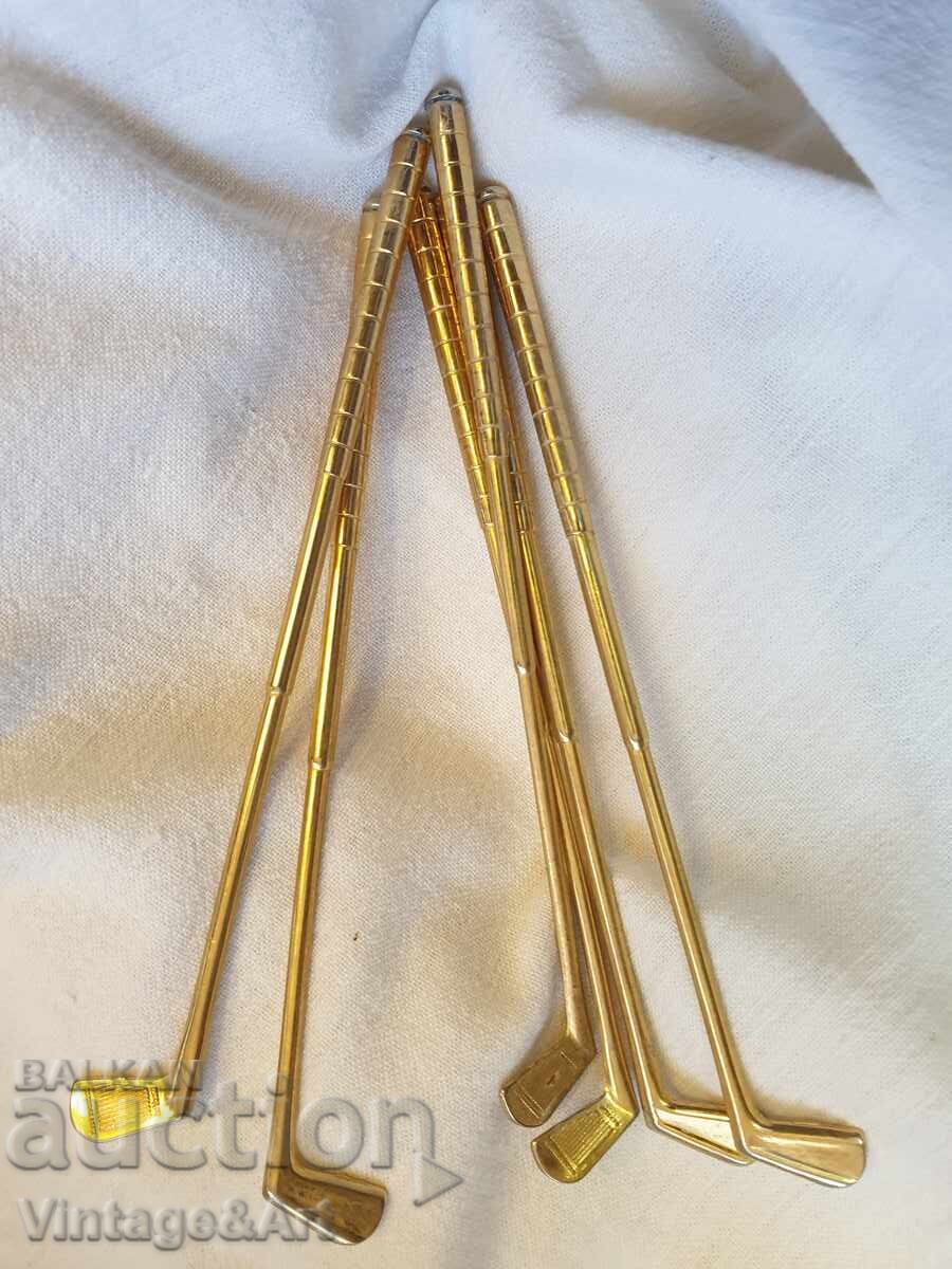 Gold-plated Bronze Cocktail Stirrers 6pcs