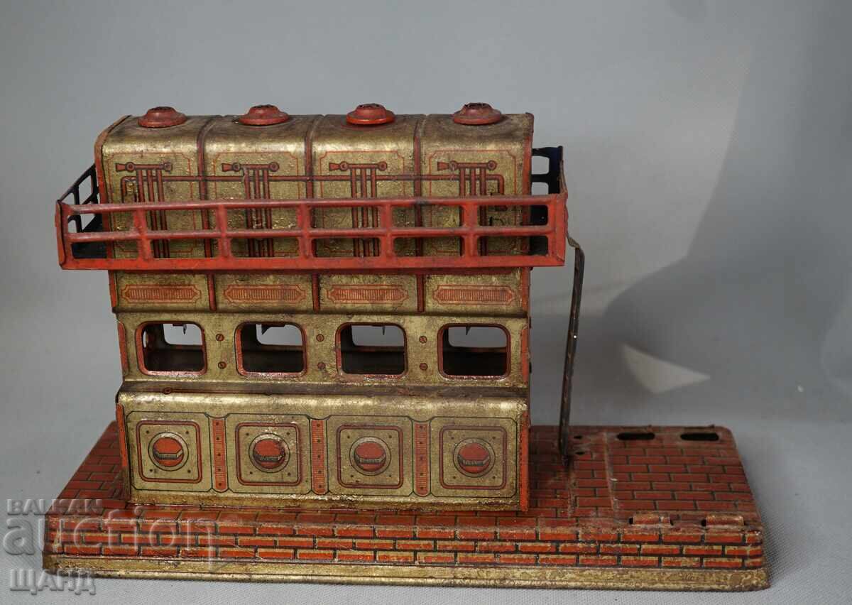 Old German Metal Mechanical Toy Model Steam Engine