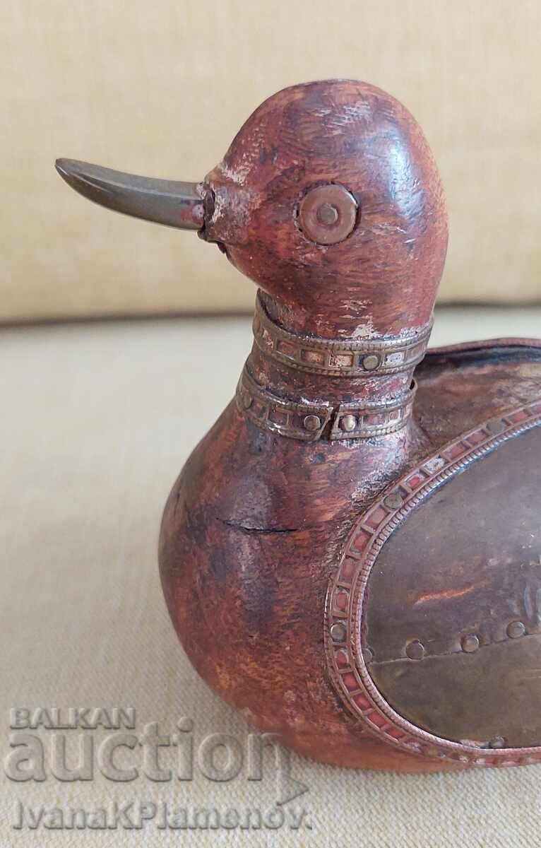 Sculptură în lemn, feronerie vintage din alamă pentru cunoscători - 5