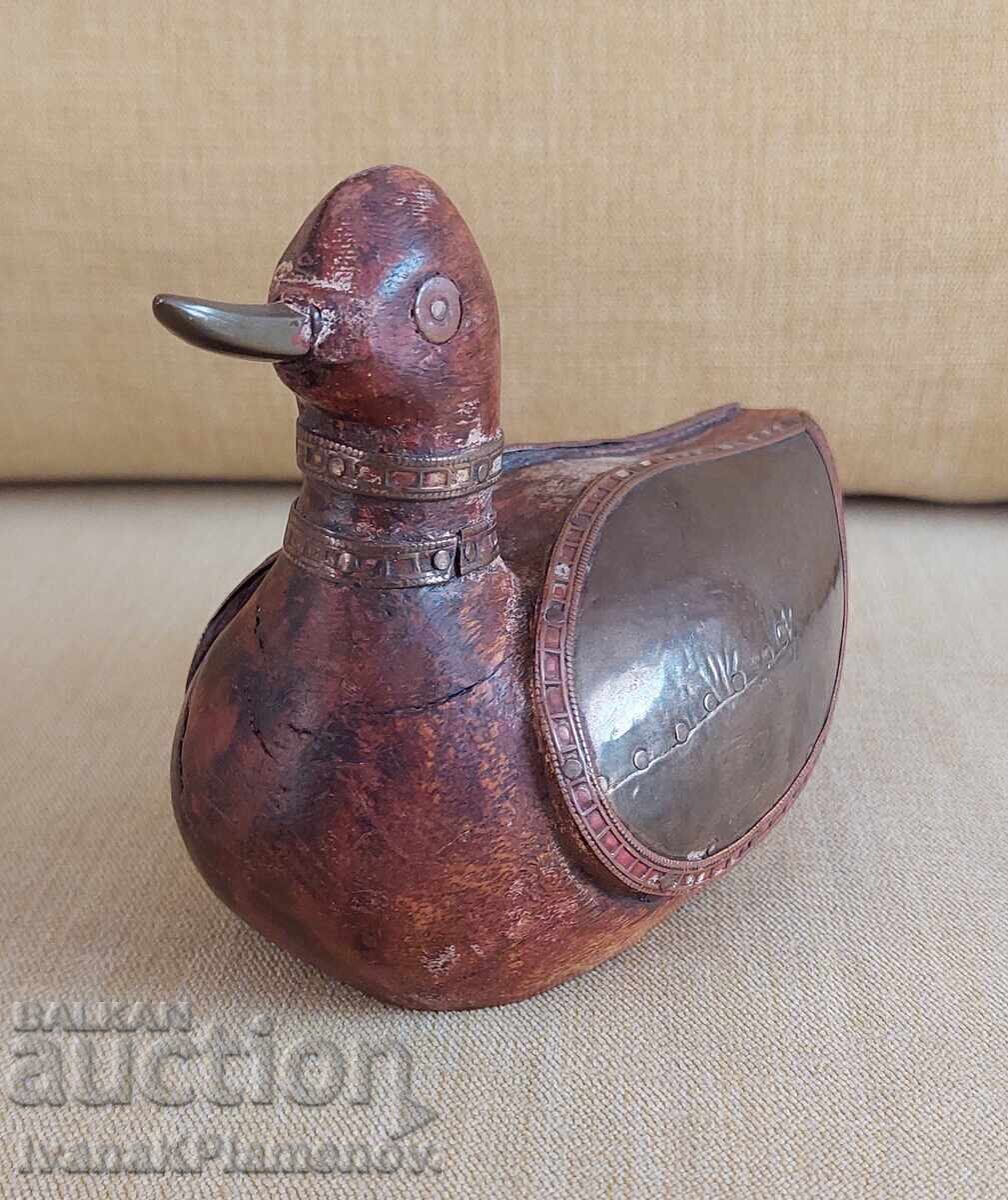 Sculptură în lemn, feronerie vintage din alamă pentru cunoscători - 6