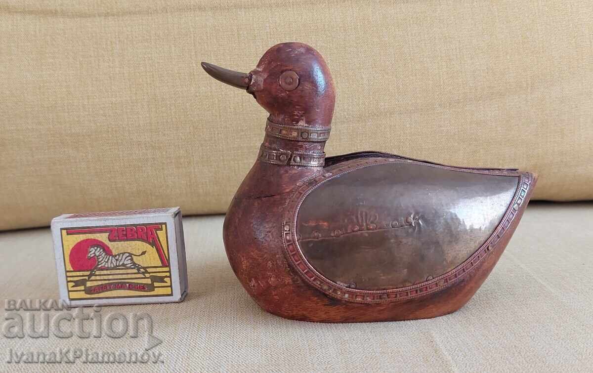 Sculptură în lemn, feronerie vintage din alamă pentru cunoscători - 7