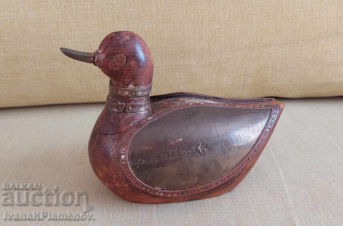 Sculptură în lemn, feronerie vintage din alamă pentru cunoscători