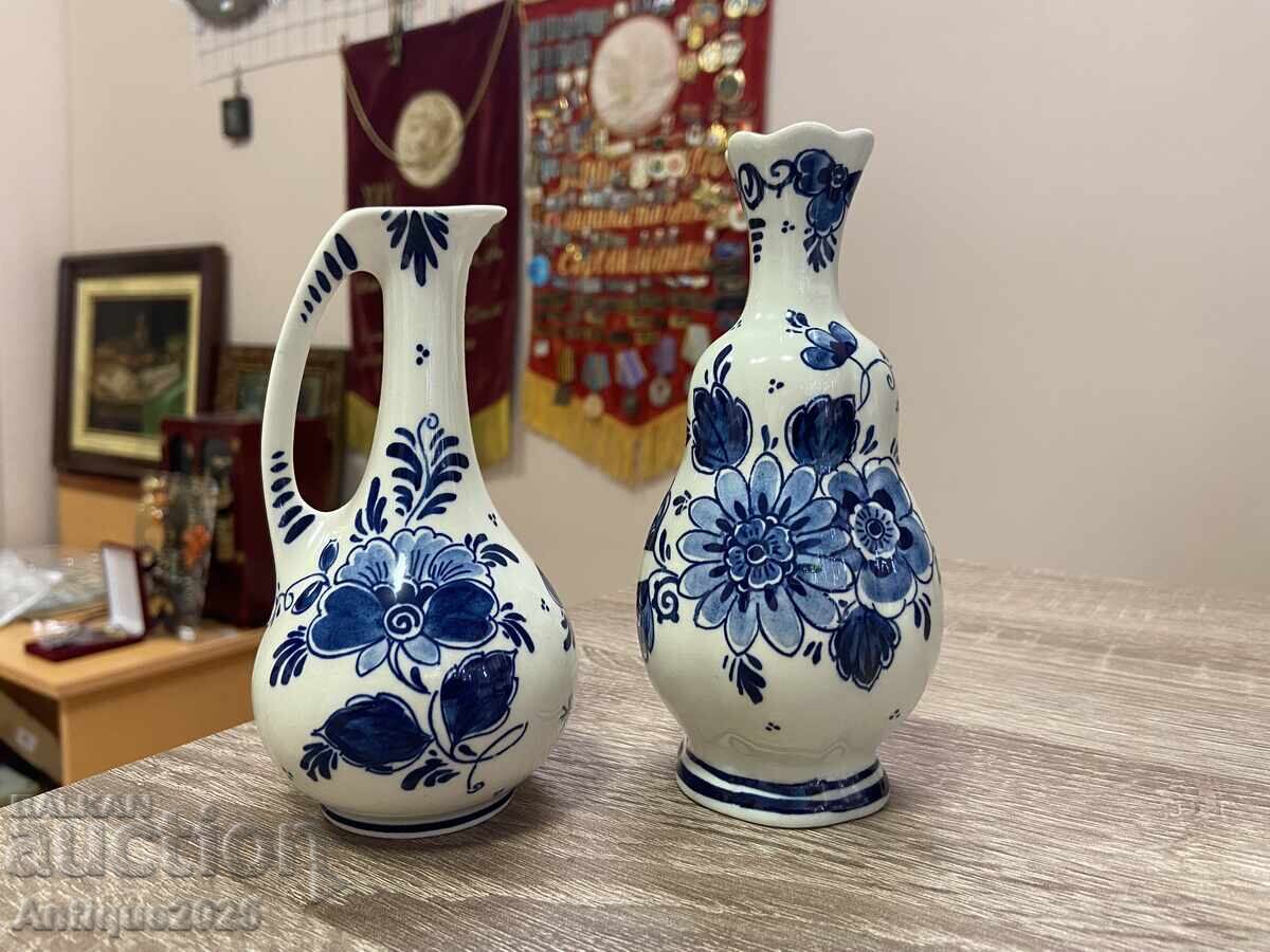 Двойка вази Royal Goedewaagen Blue Delft, рисувани на ръка