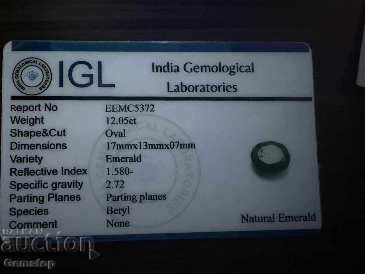Παράδοση ΒΖΤ! 12.05 καρατίων φυσικό σμαράγδι οβάλ πιστοποιημένο IGL από 1$! Παράδοση ΒΖΤ! 12.05 καρατίων φυσικό σμαράγδι οβάλ πιστοποιημένο IGL από 1$!