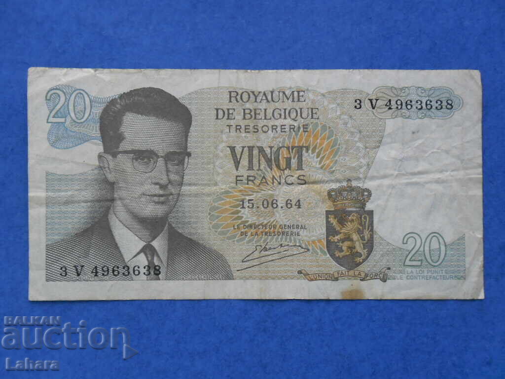 20 φράγκα 1964 g. Βέλγιο 20 φράγκα 1964 g. Βέλγιο