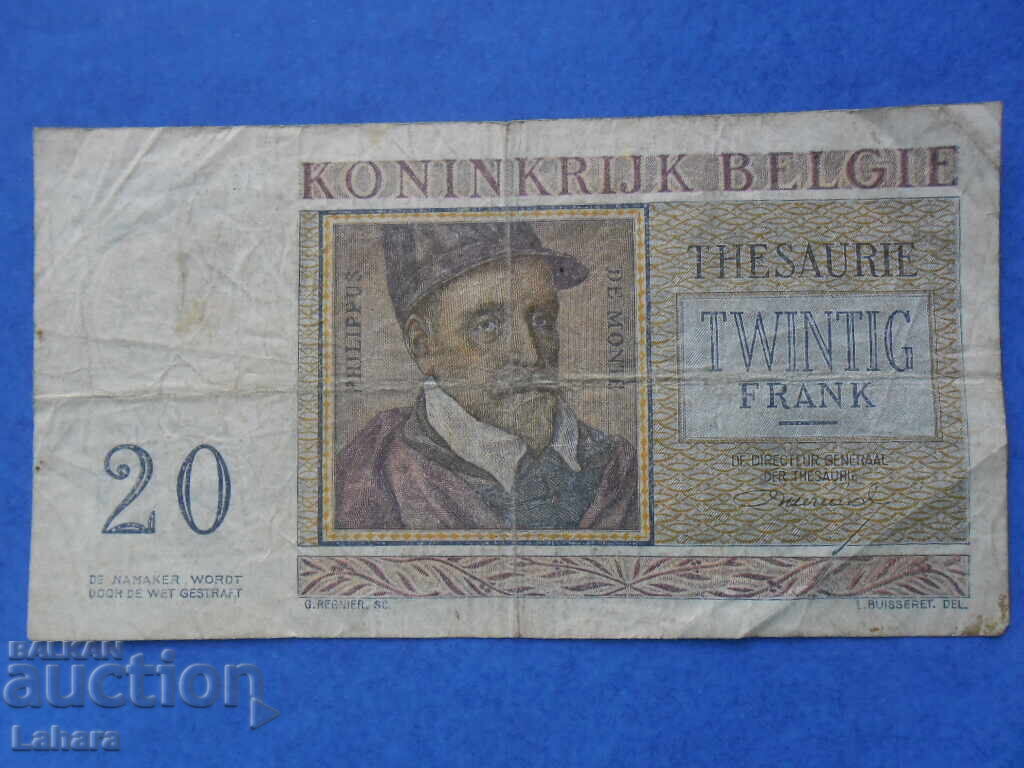 20 φράγκα 1956 g. Βέλγιο