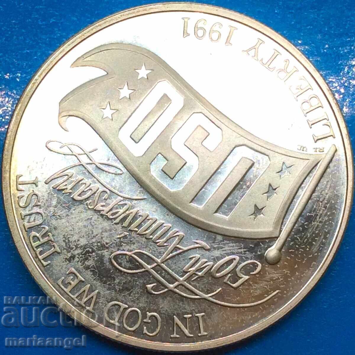 1 Dollar 1991 USA USO UNC PROOF 26.87g starting to patina with price 90.01 BGN | € 46.02 1 Dollar 1991 USA USO UNC PROOF 26.87g starting to patina with price 90.01 BGN | € 46.02