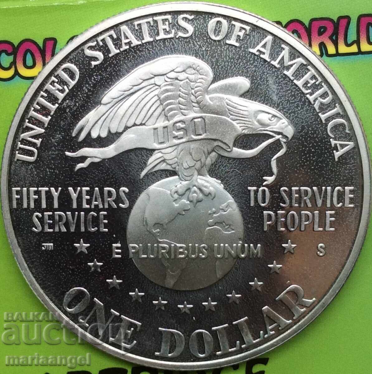 Auction 1 Dollar 1991 USA USO UNC PROOF 26.87g starting to patina Auction 1 Dollar 1991 USA USO UNC PROOF 26.87g starting to patina