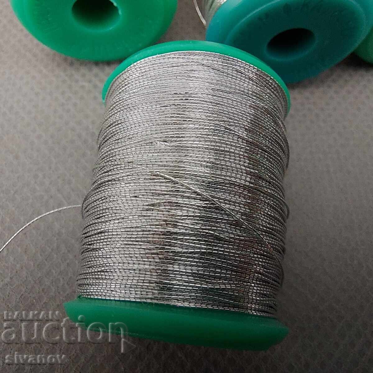 Auction Old silver Lame threads for machine or hand embroidery #3296 Auction Old silver Lame threads for machine or hand embroidery #3296
