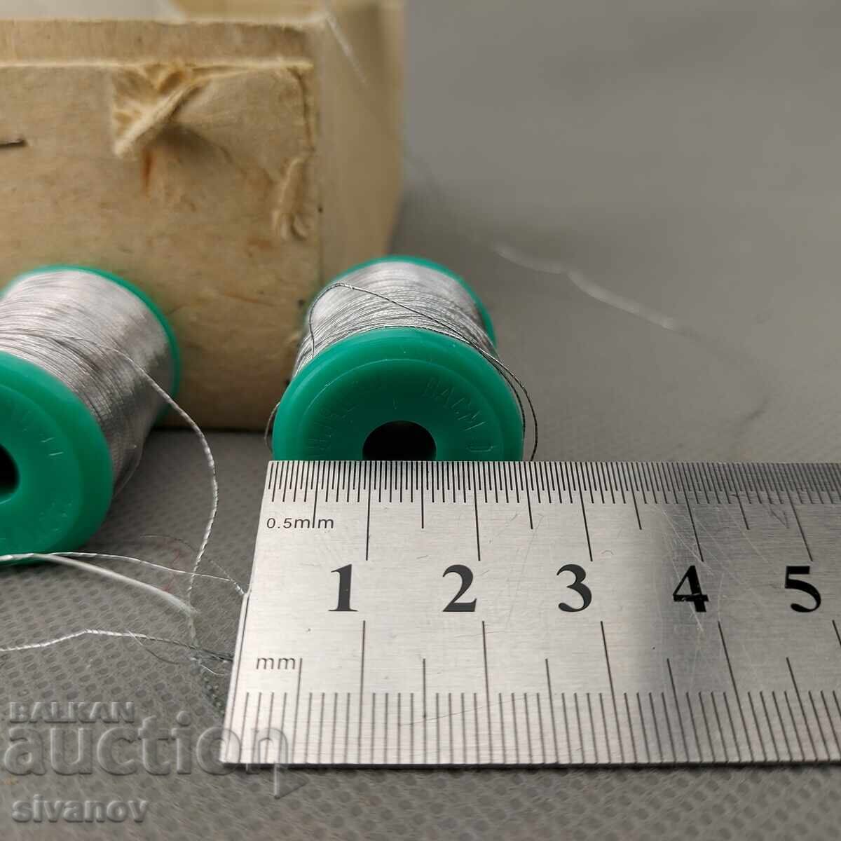 Old silver Lame threads for machine or hand embroidery #3296 - 5 Old silver Lame threads for machine or hand embroidery #3296 - 5