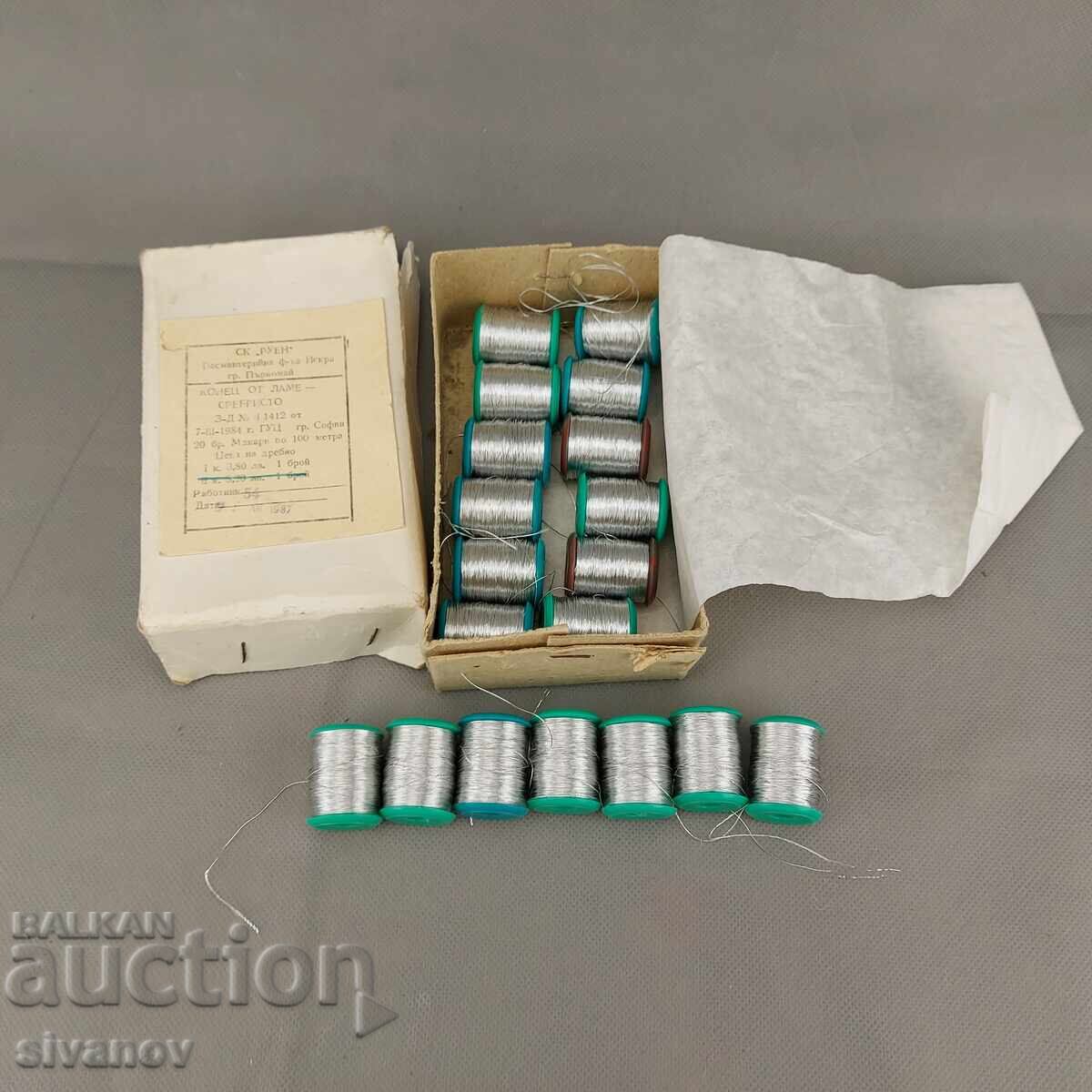 Old silver Lame threads for machine or hand embroidery #3296 Old silver Lame threads for machine or hand embroidery #3296