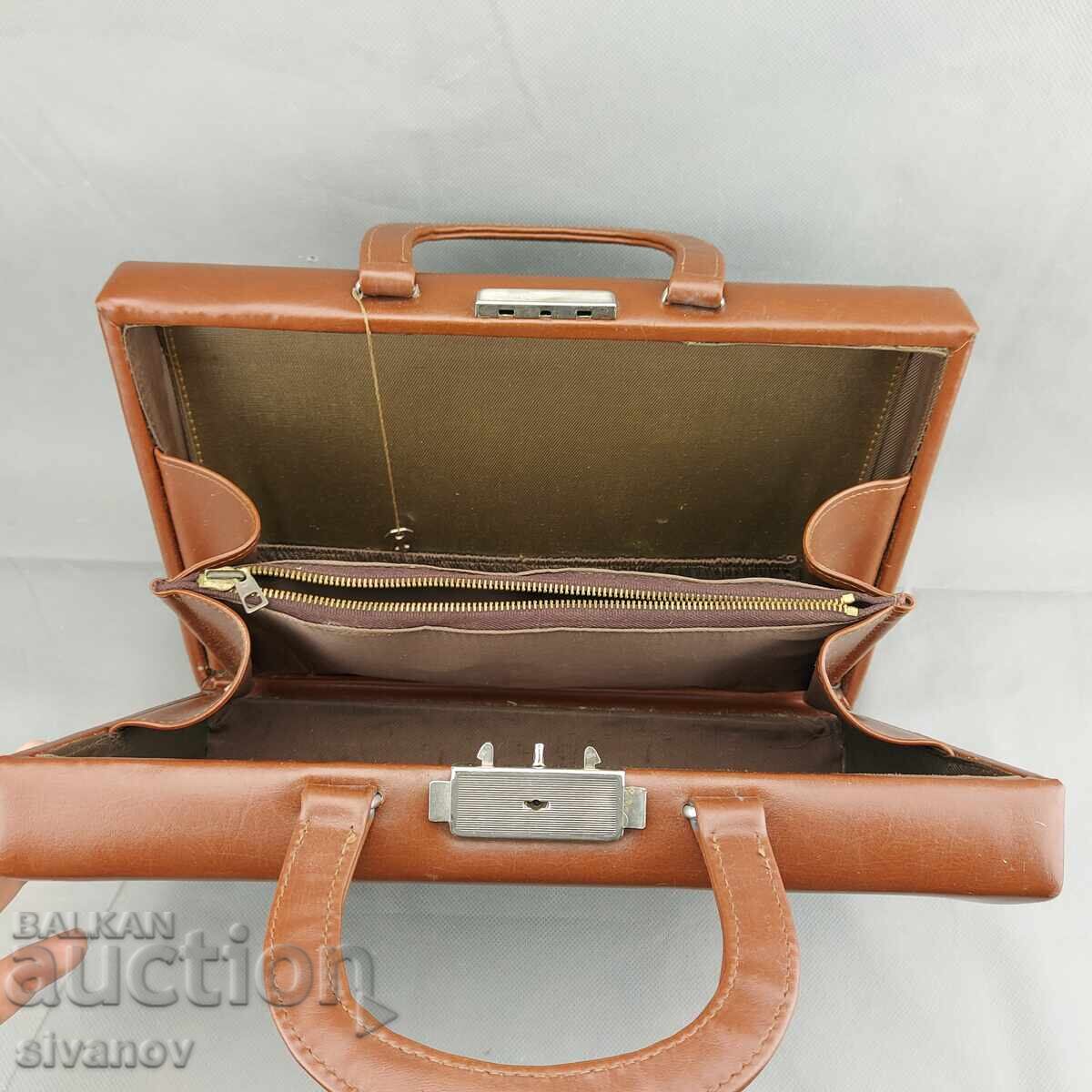 Auction  Old Soviet ladies' handbag, brown vinyl fashion #3306