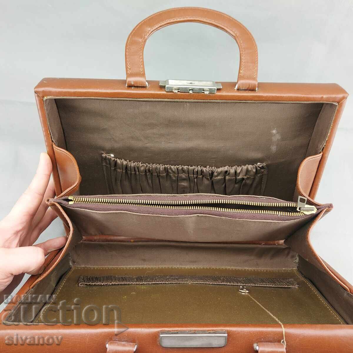 Delivery of Old Soviet ladies' handbag, brown vinyl fashion #3306