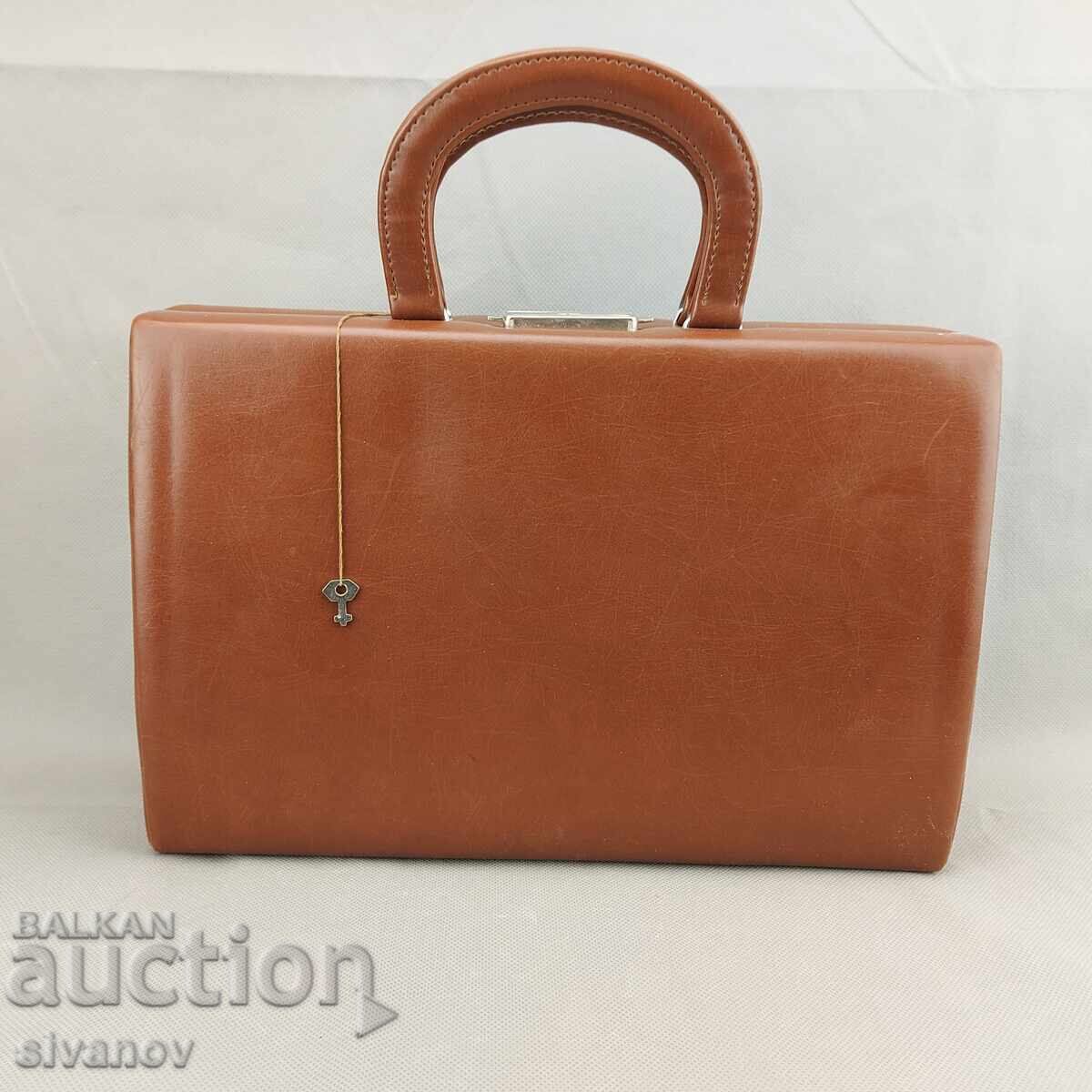 Old Soviet ladies' handbag, brown vinyl fashion #3306