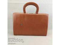 Geantă de damă sovietică veche, din vinil maro, fashion #3306