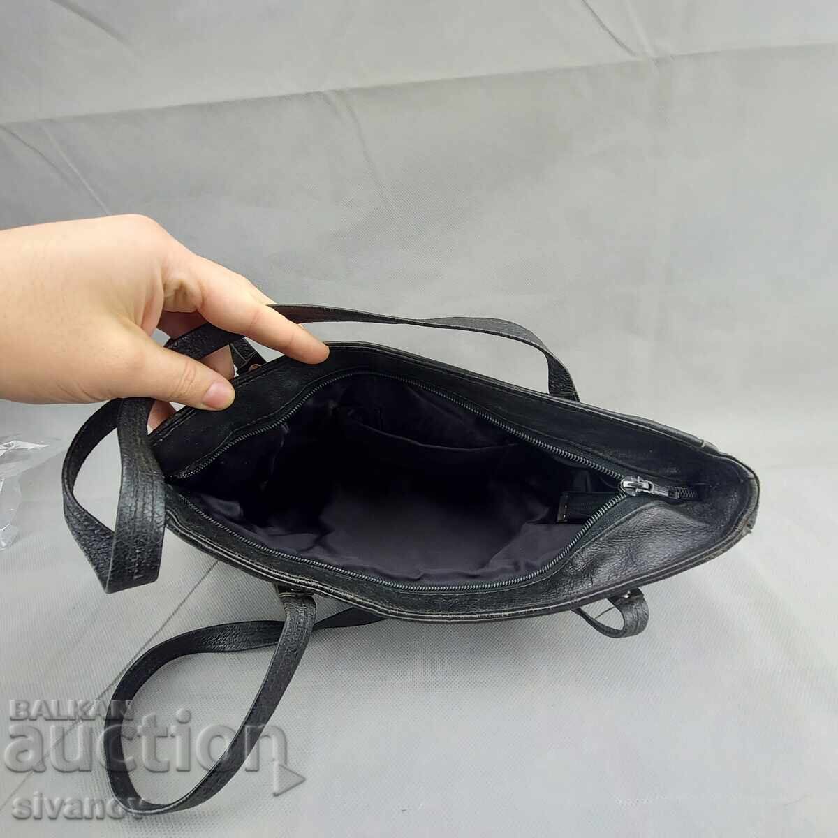 Доставка на Стара съветска дамска чанта Черна кожена модна чанта #3307