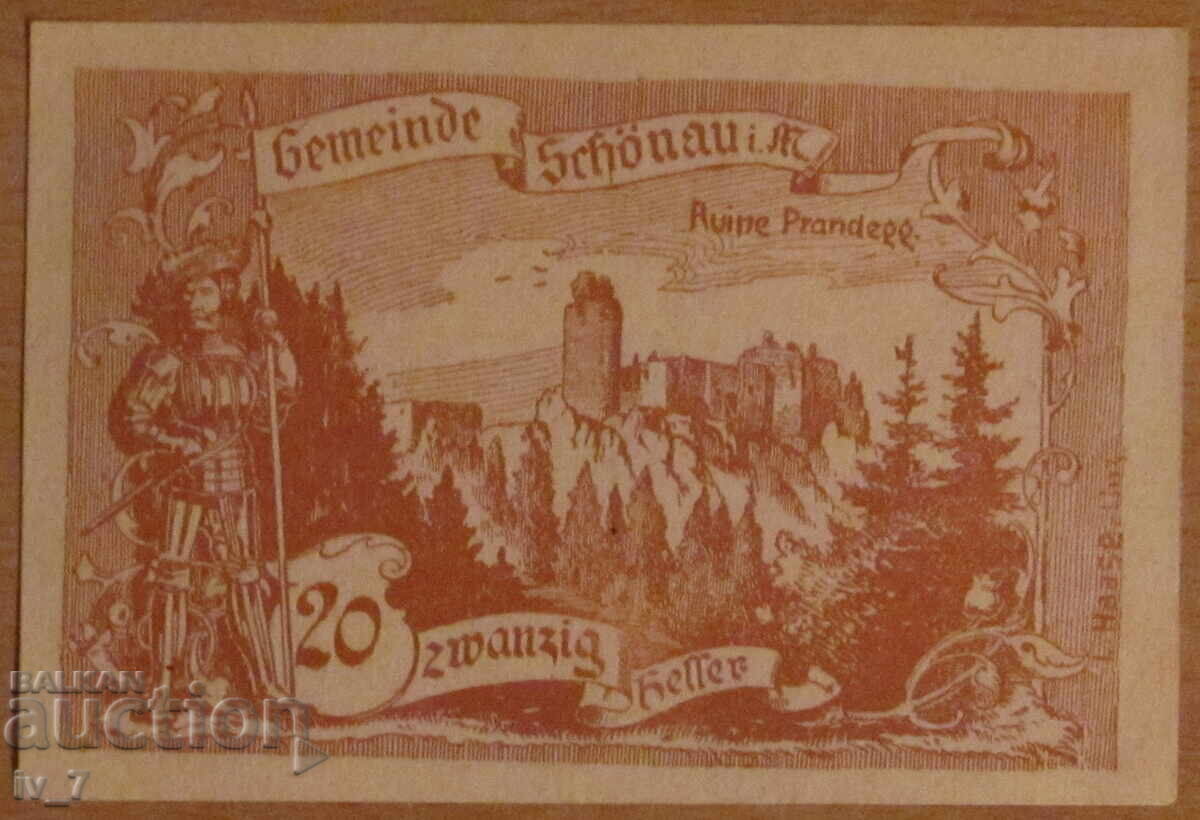 20 ХЕЛЕРА 1920 година, АВСТРИЯ - UNC