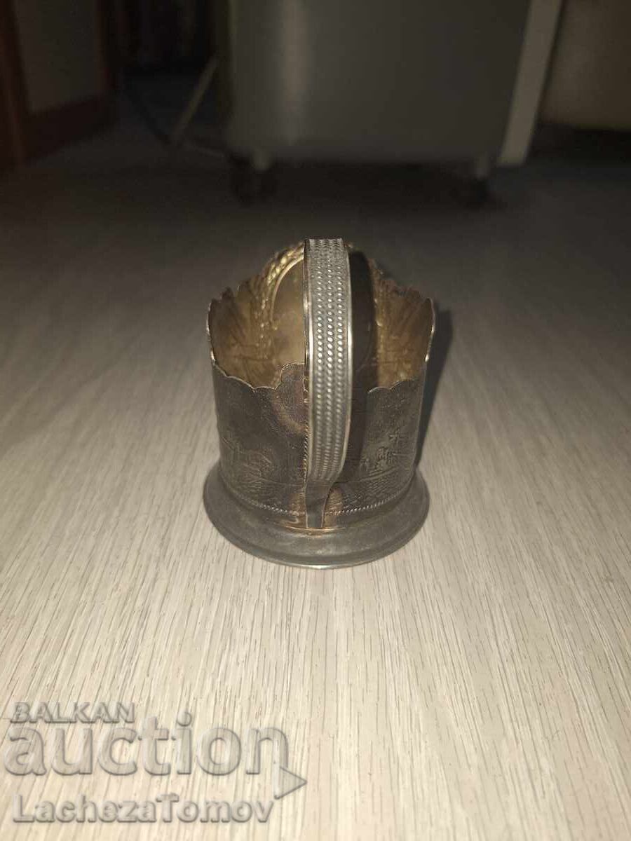 Auction Beautiful silver-plated teacup holder USSR excellent condition Auction Beautiful silver-plated teacup holder USSR excellent condition