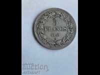 Belgium Rare Silver Coin 5 Francs 1849 Silver Leopold I