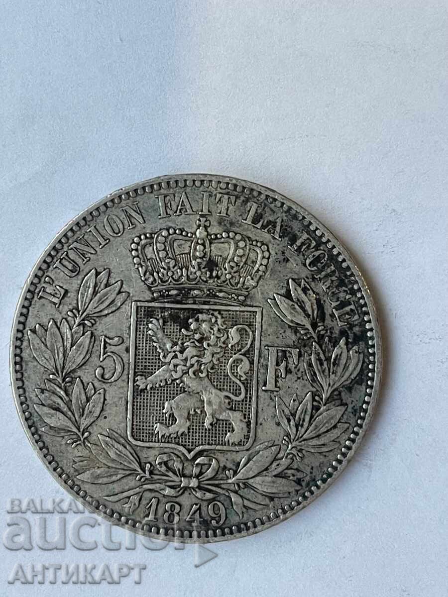 #2 Belgium Rare Silver Coin 5 Francs 1849 Silver Leop. I #2 Belgium Rare Silver Coin 5 Francs 1849 Silver Leop. I