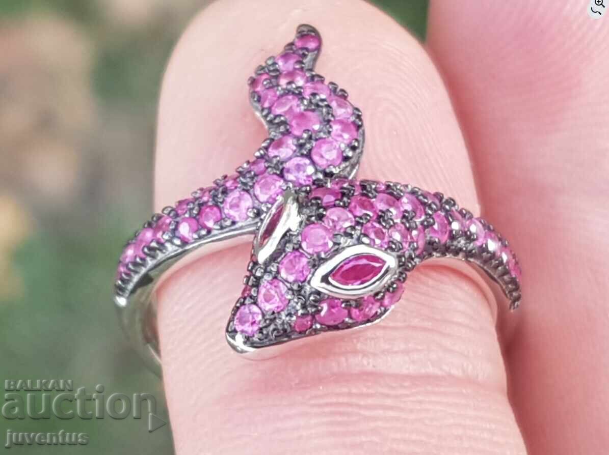 Auction SILVER RING-SNAKE WITH NATURAL RUBIES (MYANMAR) Auction SILVER RING-SNAKE WITH NATURAL RUBIES (MYANMAR)