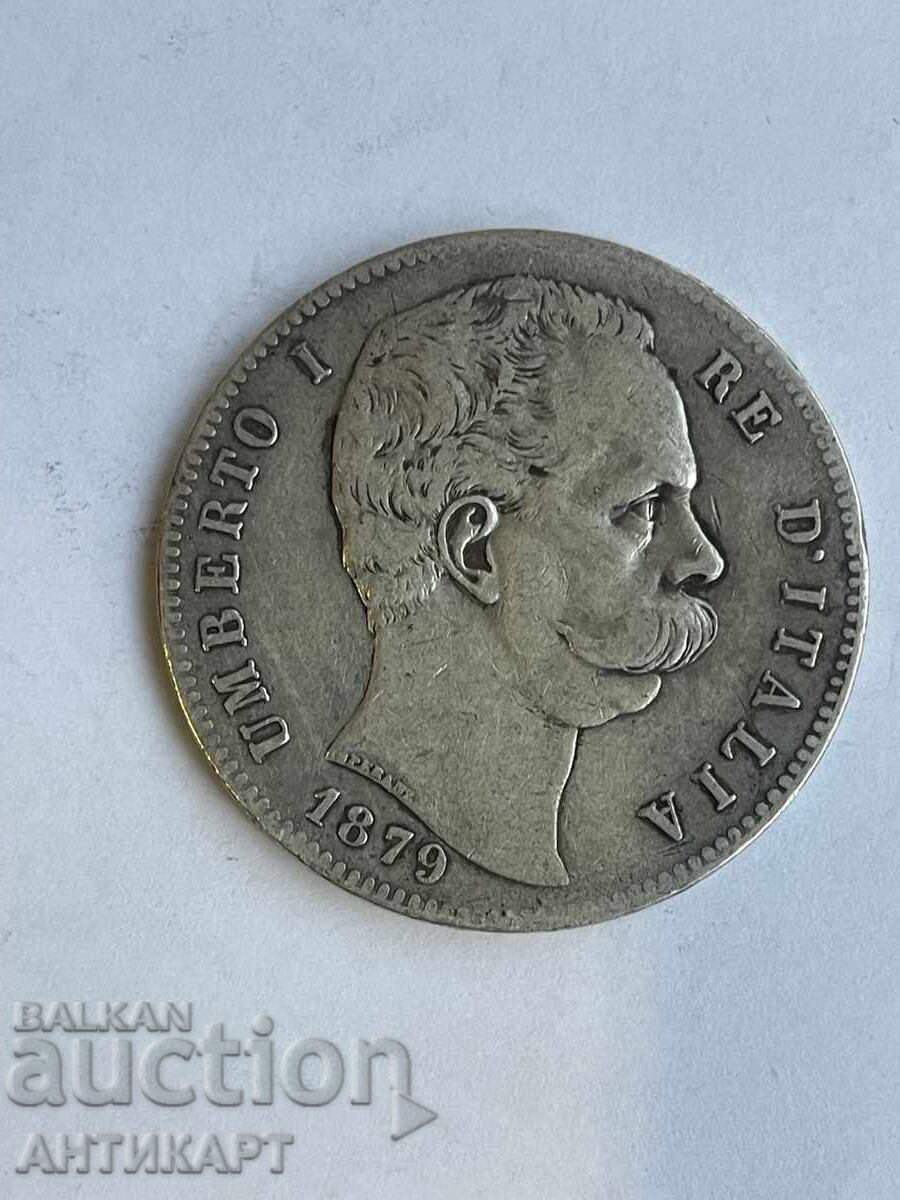 Italy Rare Silver Coin 5 Lire 1879 Silver Umberto Italy Rare Silver Coin 5 Lire 1879 Silver Umberto