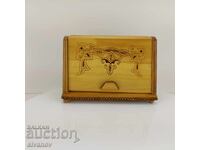 Veche tabacheră bulgărească din lemn pentru țigări, dispenser, #4692