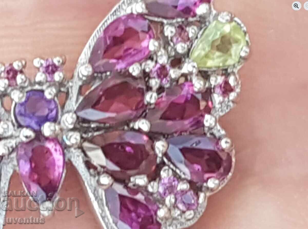 Delivery of SILVER RING-BUTTERFLY WITH RHODOLITE (PINK GARNET), AMETHYST AND Delivery of SILVER RING-BUTTERFLY WITH RHODOLITE (PINK GARNET), AMETHYST AND