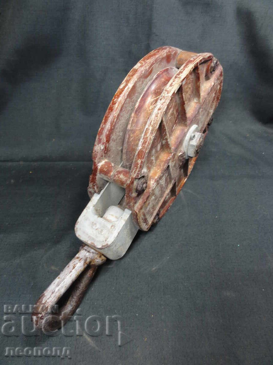 СТАРА РЕТРО КОРАБНА ТАКЕЛАЖНА МАКАРА РОЛКОВ БЛОК ЗА ВЪЖЕ - 5