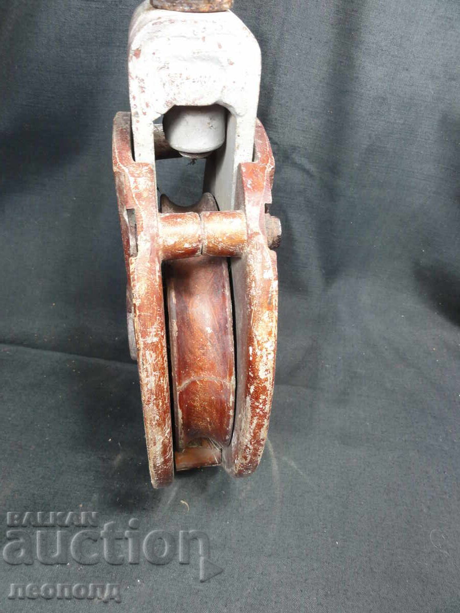 СТАРА РЕТРО КОРАБНА ТАКЕЛАЖНА МАКАРА РОЛКОВ БЛОК ЗА ВЪЖЕ - 6