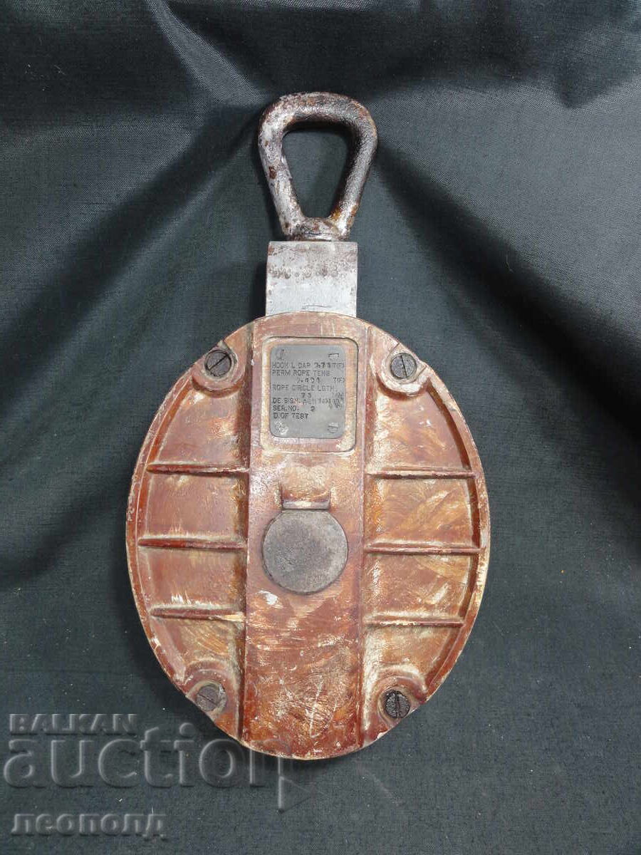 СТАРА РЕТРО КОРАБНА ТАКЕЛАЖНА МАКАРА РОЛКОВ БЛОК ЗА ВЪЖЕ