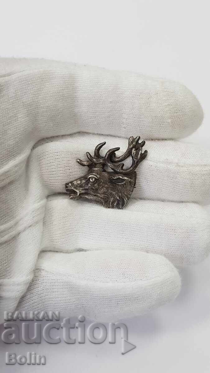 Рядък царски ловен знак еленска глава с посребрявка - 6 Рядък царски ловен знак еленска глава с посребрявка - 6
