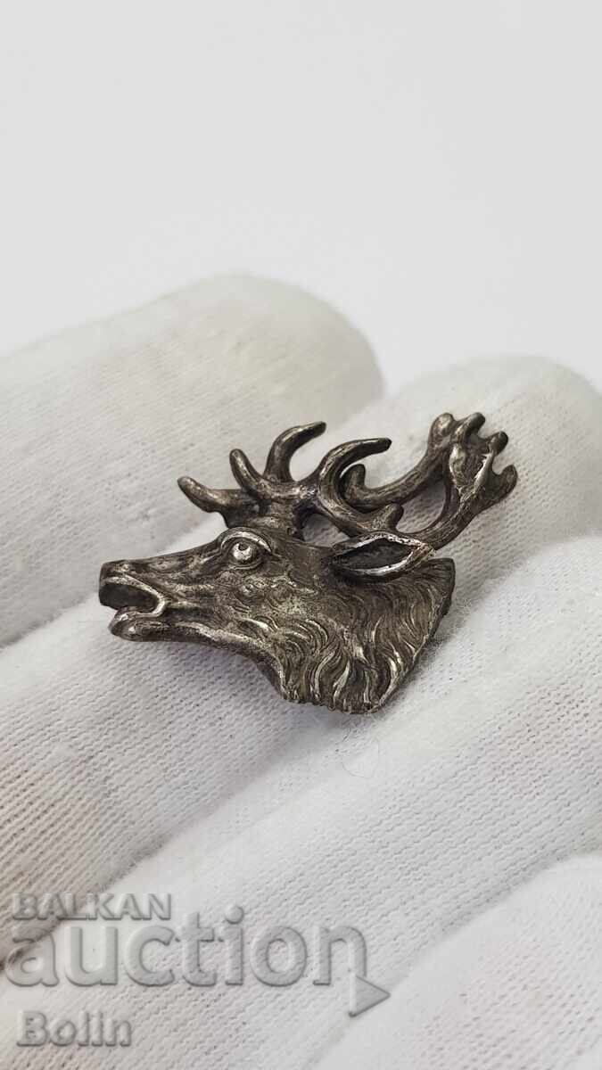 Рядък царски ловен знак еленска глава с посребрявка - 7 Рядък царски ловен знак еленска глава с посребрявка - 7